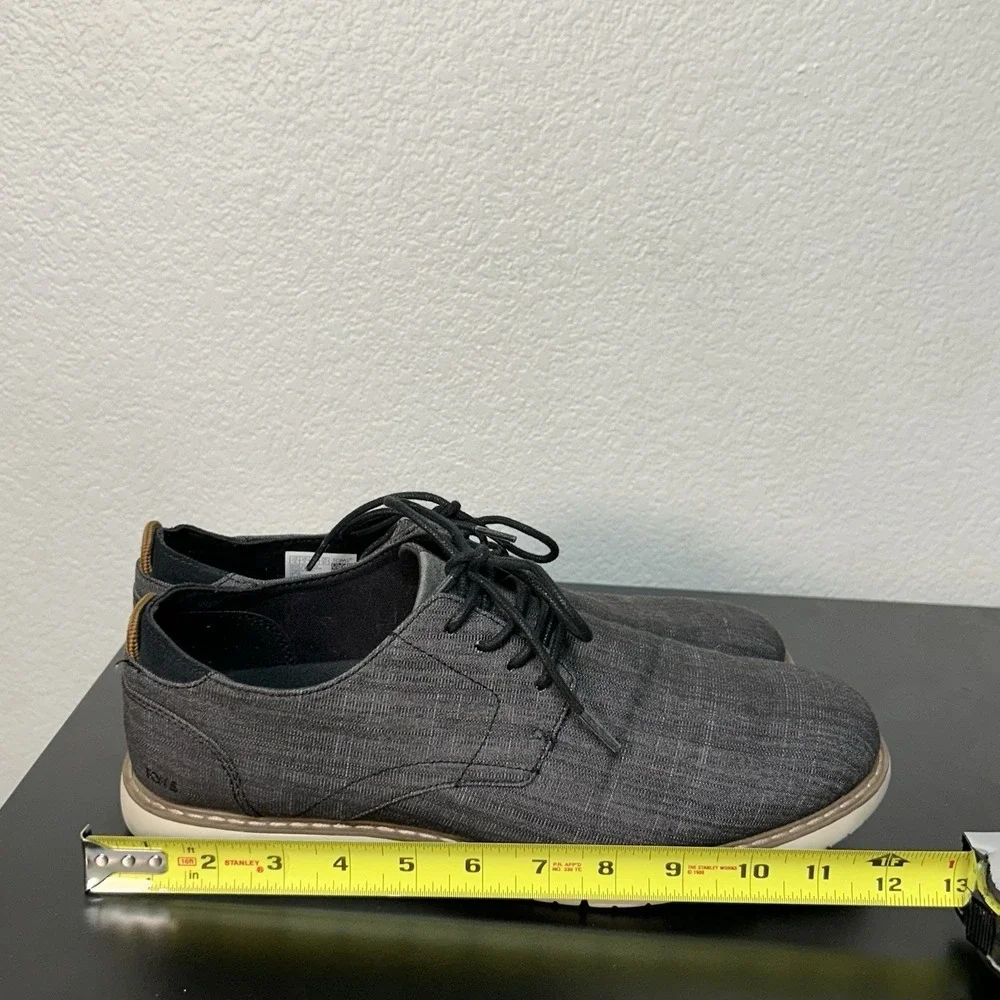 TOMS Shoes Men's Navi‎ Oxford Sneakers Gray Canvas Lace Up Round Toe Shoes Sz 12